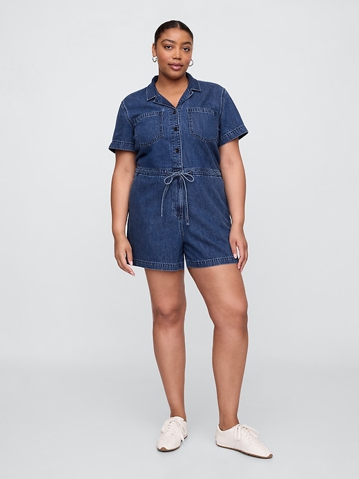 Image number 4 showing, Collared Denim Romper
