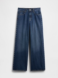High Rise SuperSoft Studded Wide-Leg Jeans