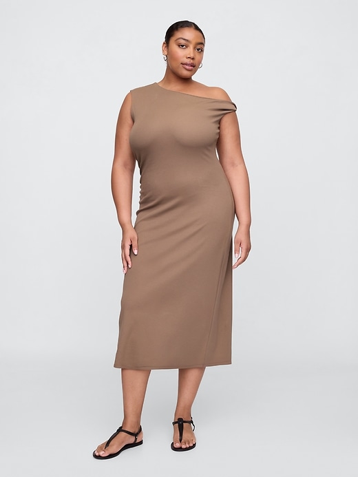 Image number 4 showing, Modern Ribbed One-Shoulder Midi Dress