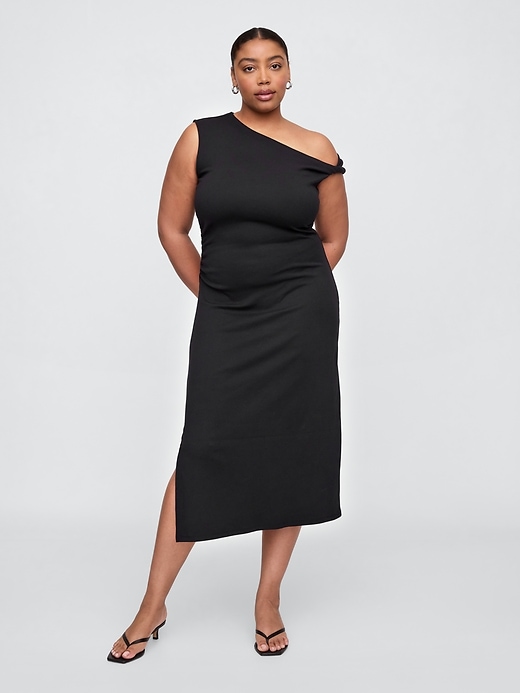 Image number 4 showing, Modern Ribbed One-Shoulder Midi Dress