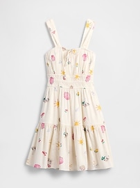 Smocked Tie-Front Mini Dress