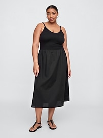 Twist-Strap Scoopneck Midi Dress