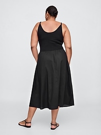 Twist-Strap Scoopneck Midi Dress