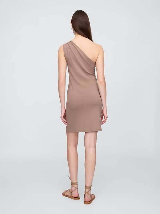 Image number 2 showing, Ribbed One-Shoulder Mini Dress