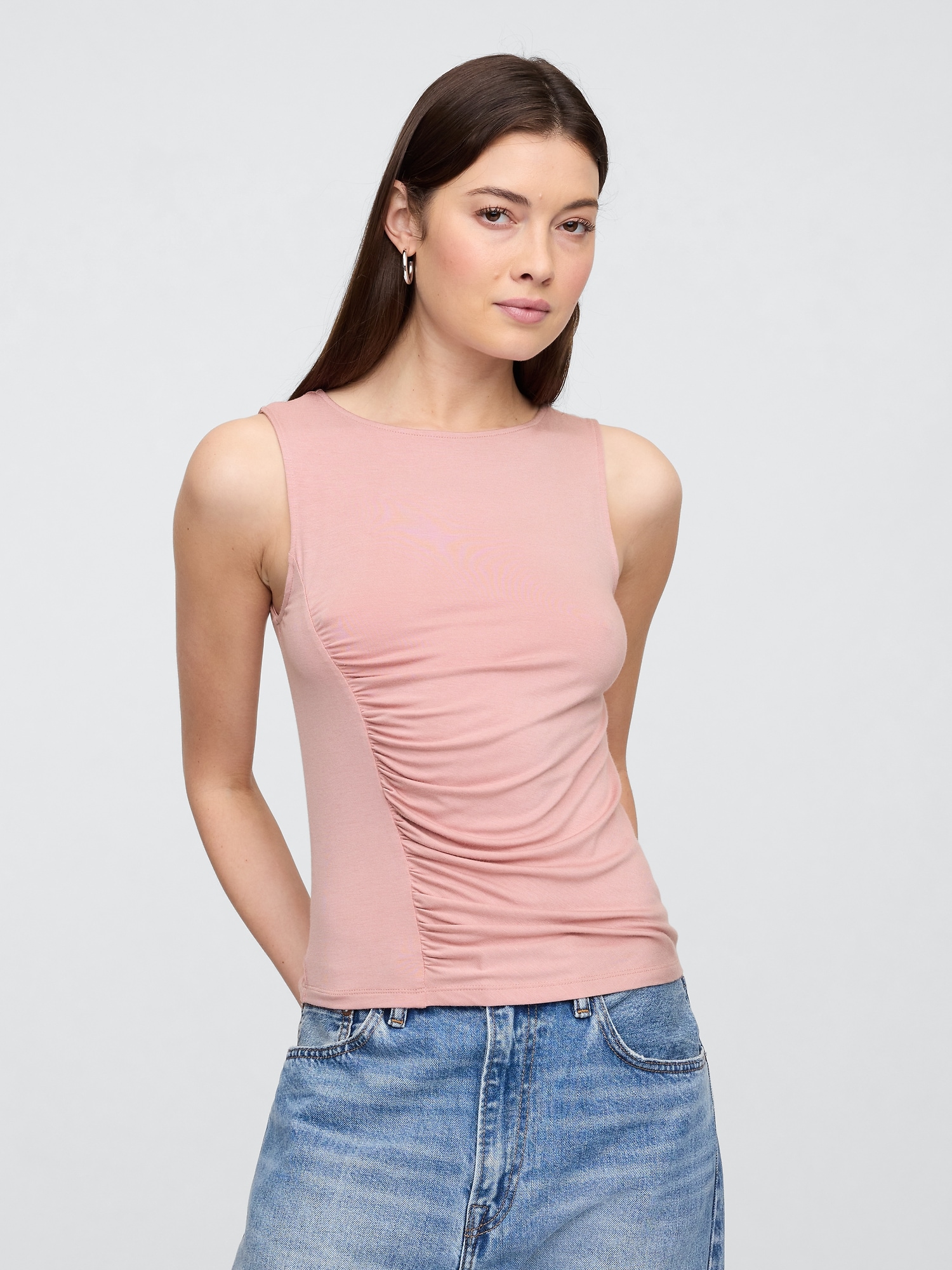 Asymmetrical Ruched Tank Top