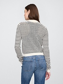 Open-Stitch Collared Cardigan