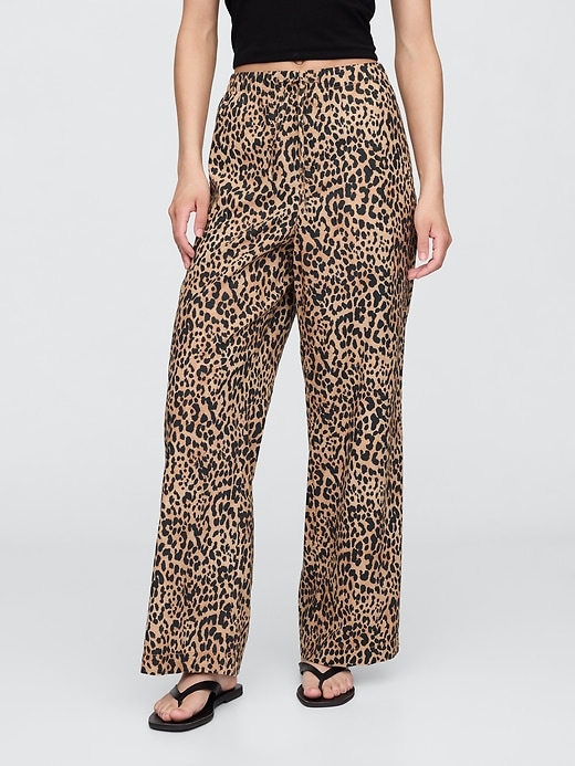 Image number 2 showing, Mid Rise Linen-Blend Pull-On Wide-Leg Pants