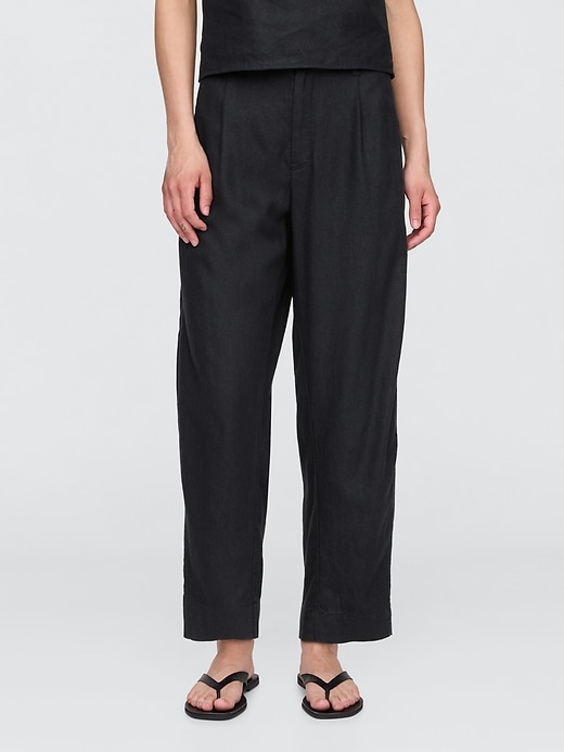 Image number 2 showing, Mid Rise Linen-Blend Barrel Pants