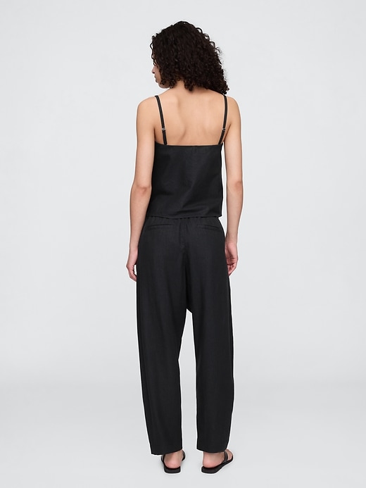 Image number 4 showing, Mid Rise Linen-Blend Barrel Pants