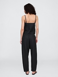 Mid Rise Linen-Blend Barrel Pants