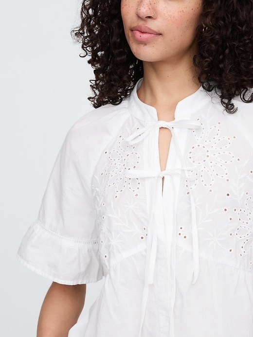 Image number 4 showing, Splitneck Tie-Front Top