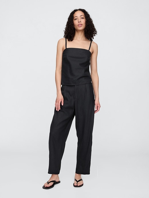 Image number 1 showing, Mid Rise Linen-Blend Barrel Pants