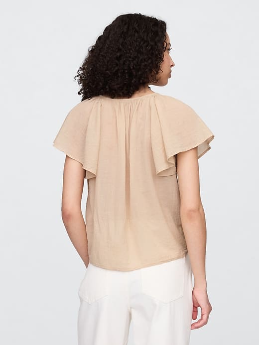 Image number 2 showing, Relaxed Gauze Flutter Sleeve Top