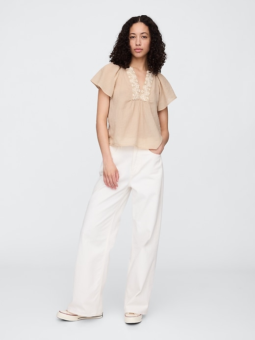 Image number 3 showing, Relaxed Gauze Flutter Sleeve Top
