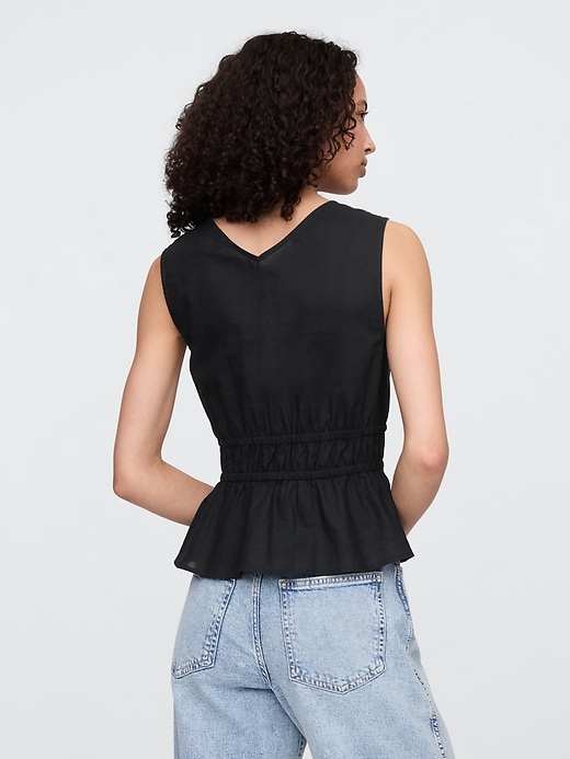 Image number 2 showing, Linen-Blend V-Neck Top