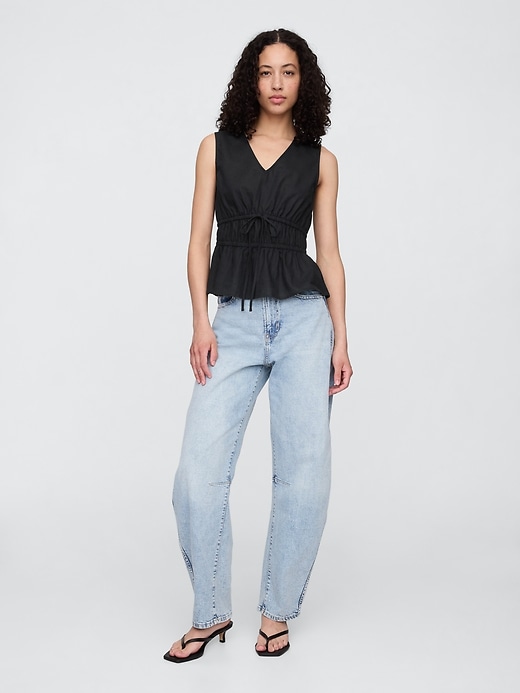 Image number 3 showing, Linen-Blend V-Neck Top