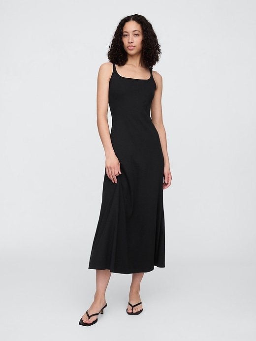Image number 1 showing, Ribbed Squareneck Midi Dress