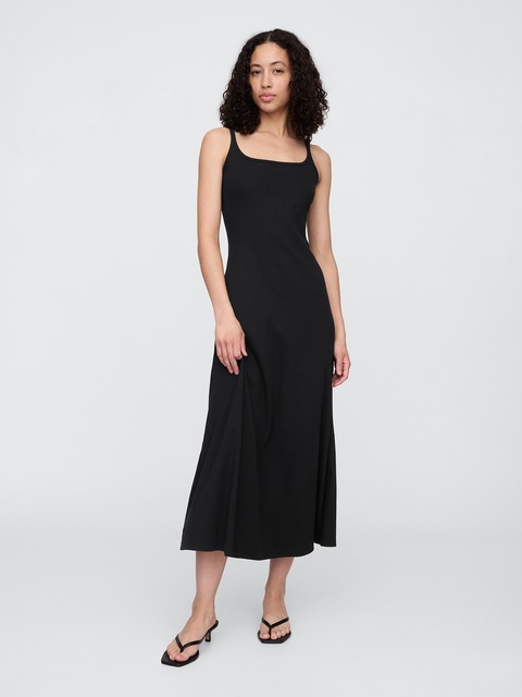 Ribbed Squareneck Midi Dress