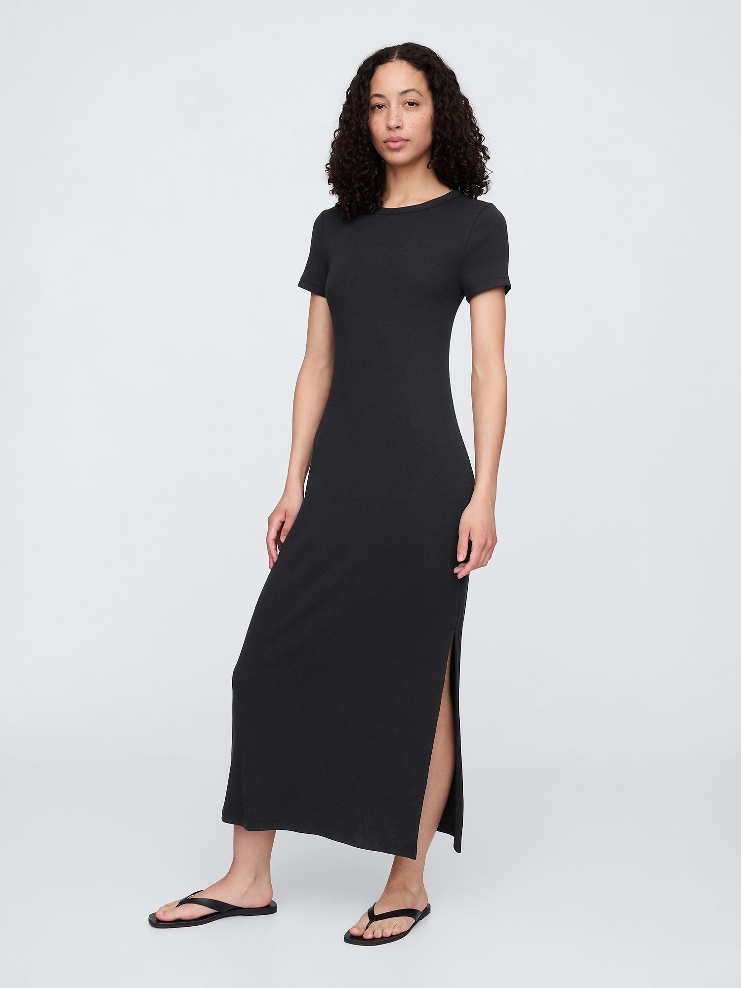 Ribbed Maxi Dress - Black