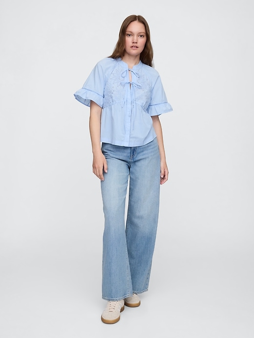 Image number 3 showing, Splitneck Tie-Front Top