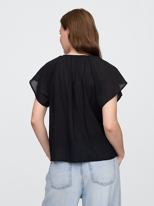 Image number 2 showing, Relaxed Gauze Flutter Sleeve Top