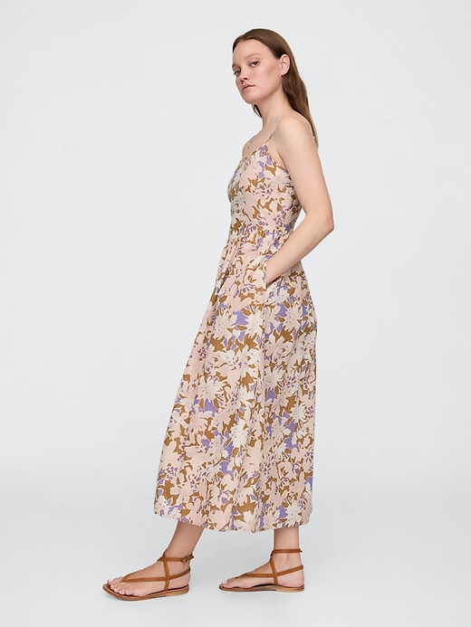 Image number 3 showing, Linen-Blend Dip-Waist Midi Dress