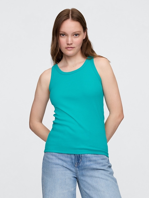 Image number 1 showing, Ribbed Scoopneck Tank Top