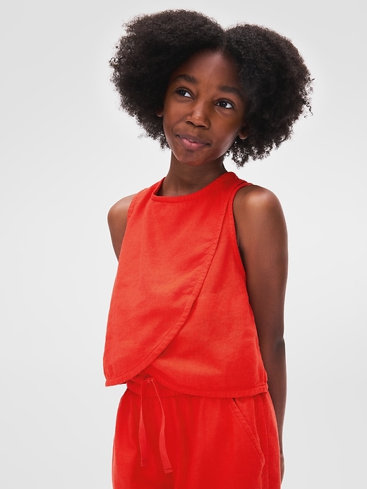Image number 2 showing, Kids Linen-Blend Fold-Front Top