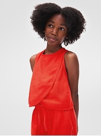 Kids Linen-Blend Fold-Front Top