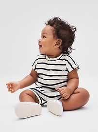 Baby Ribbed Henley Two-Piece Outfit Set