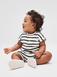 Baby Ribbed Henley Two-Piece Outfit Set