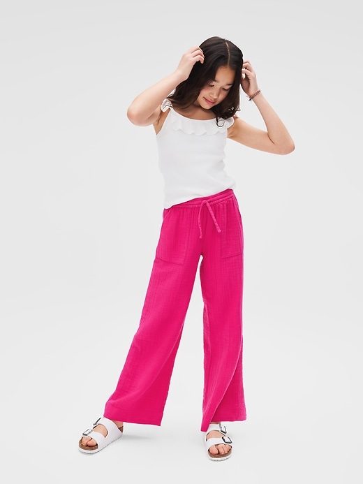 Image number 2 showing, Kids Pull-On Wide-Leg Gauze Pants