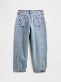 Kids High Rise Seamed Barrel Jeans
