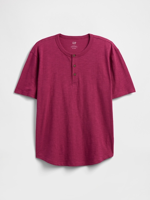 Image number 5 showing, Lived-In Relaxed Curved Hem Henley T-Shirt