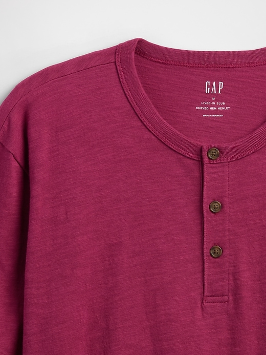 Image number 4 showing, Lived-In Relaxed Curved Hem Henley T-Shirt