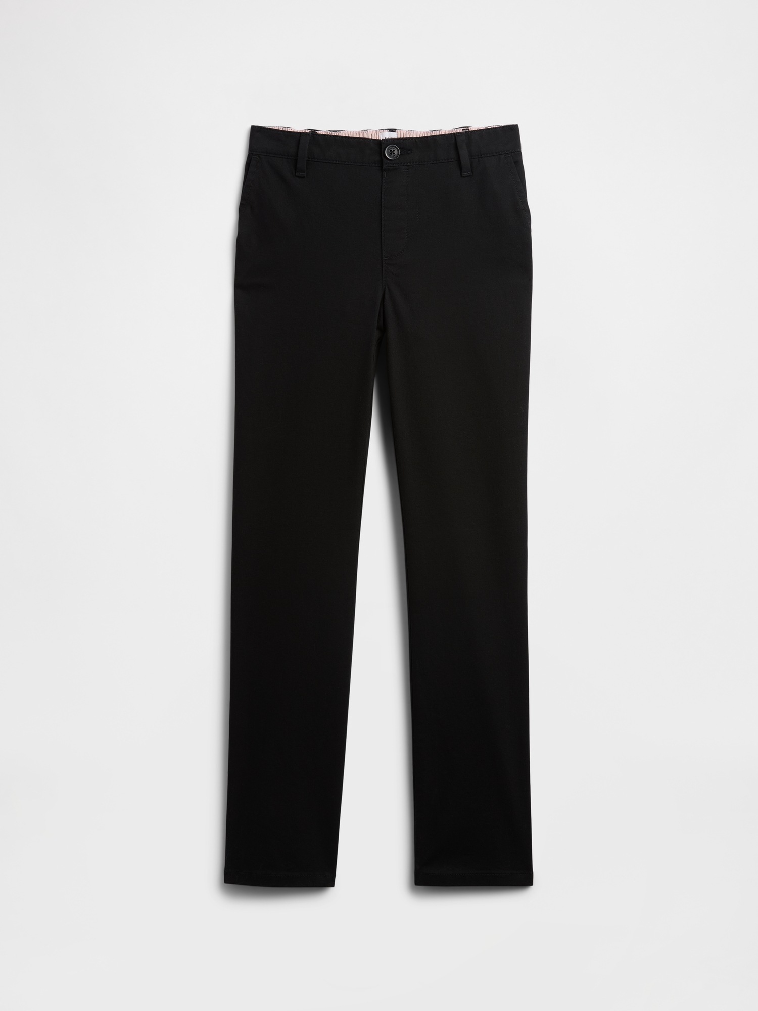 Girls Black Chino Pants - Pull-on Straight Leg Dress Pants High Waisted School Pants