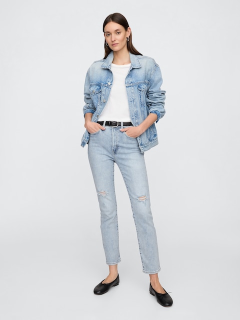 High Rise Destructed Vintage Slim Jeans