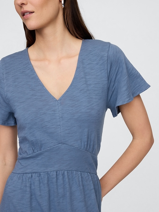 Image number 3 showing, Flutter Sleeve V-Neck Midi Dress