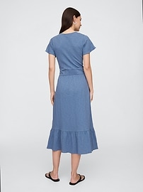 Flutter Sleeve V-Neck Midi Dress
