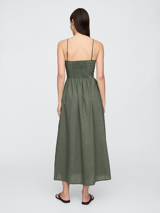 Image number 3 showing, Linen-Blend Dip-Waist Midi Dress