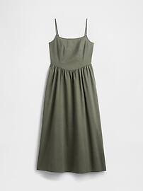 Linen-Blend Dip-Waist Midi Dress