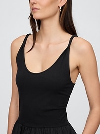 Twist-Strap Scoopneck Midi Dress