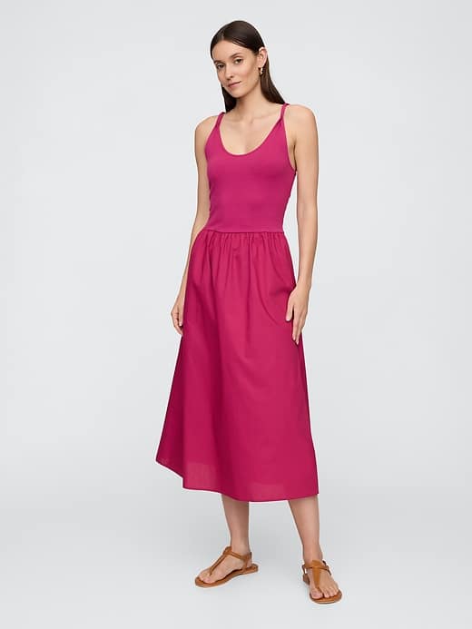 Image number 1 showing, Twist-Strap Scoopneck Midi Dress