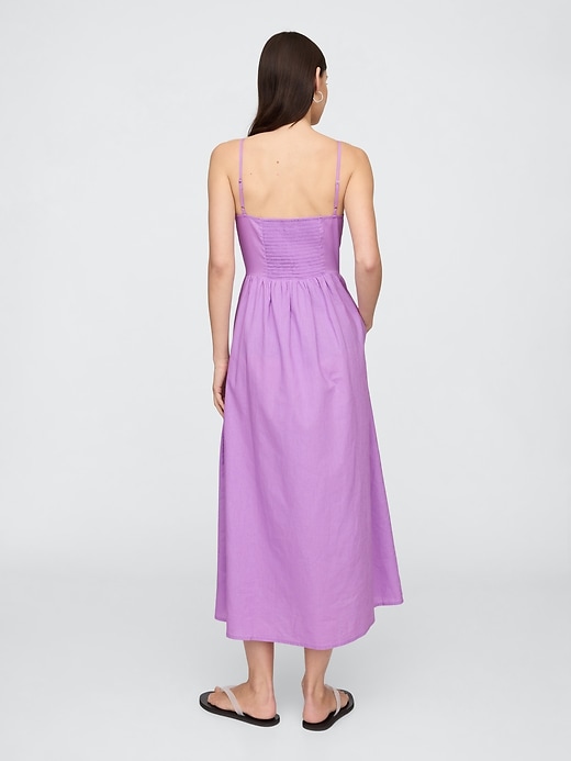 Image number 3 showing, Linen-Blend Dip-Waist Midi Dress