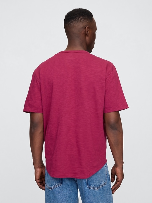 Image number 2 showing, Lived-In Relaxed Curved Hem Henley T-Shirt