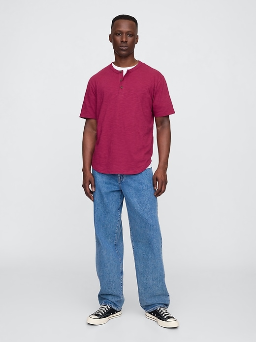 Image number 3 showing, Lived-In Relaxed Curved Hem Henley T-Shirt