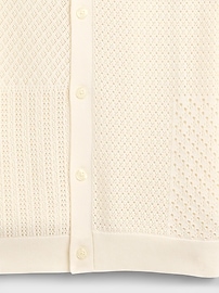 Mixed-Stitch Crochet Vacay Shirt in Standard Fit