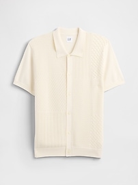 Mixed-Stitch Crochet Vacay Shirt in Standard Fit