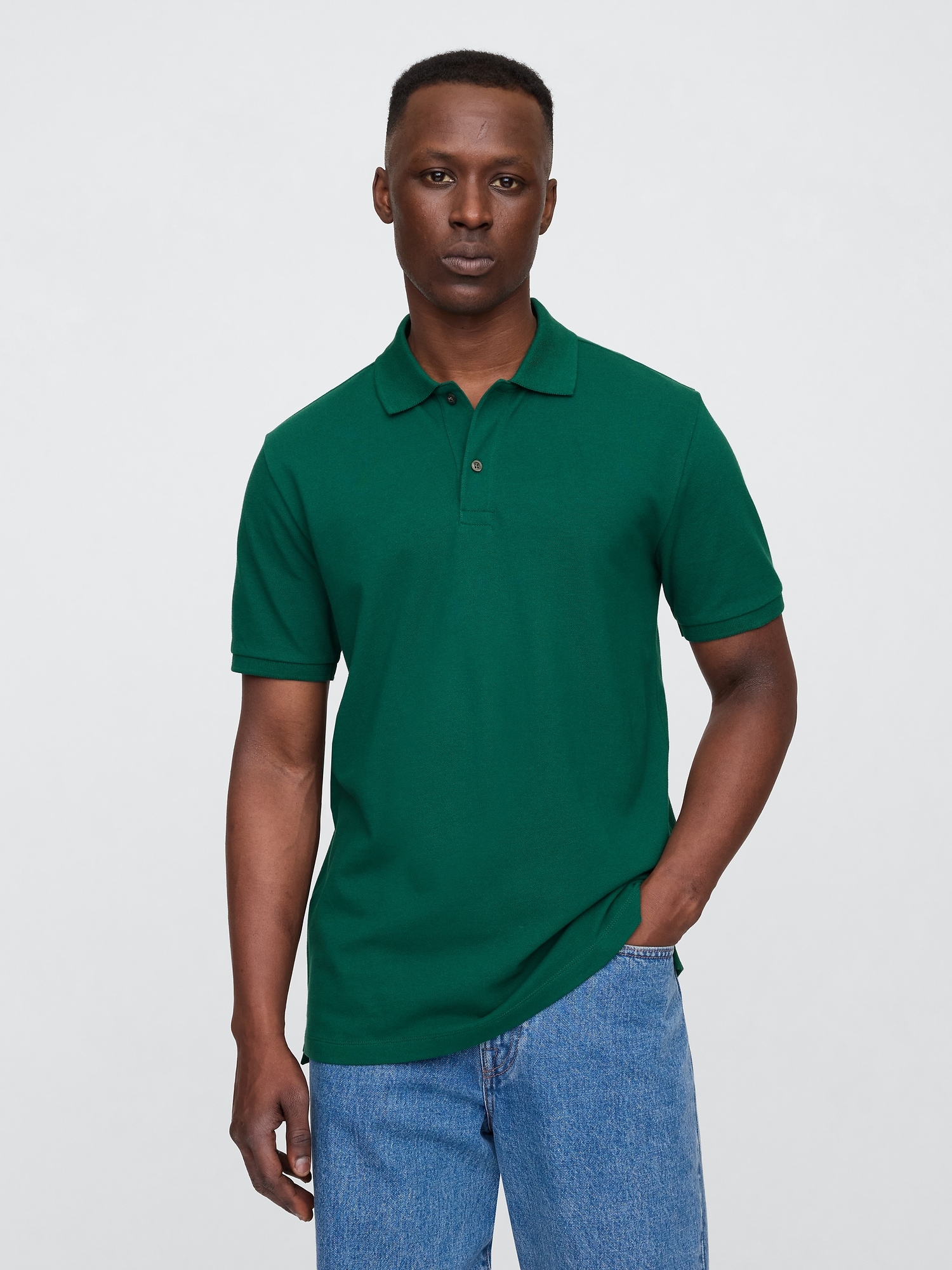 Stretch Pique Polo Shirt - Green