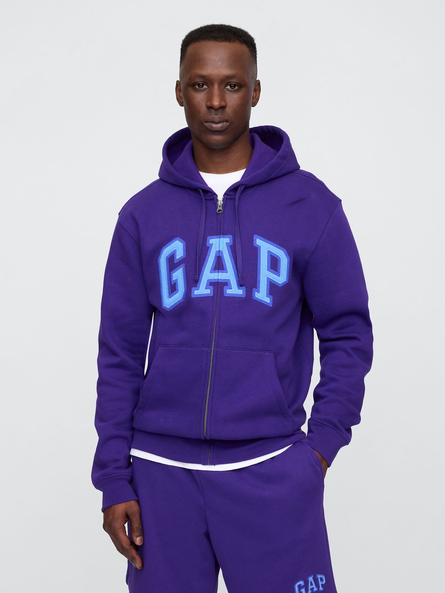 Relaxed Gap Logo Zip Hoodie - Purple